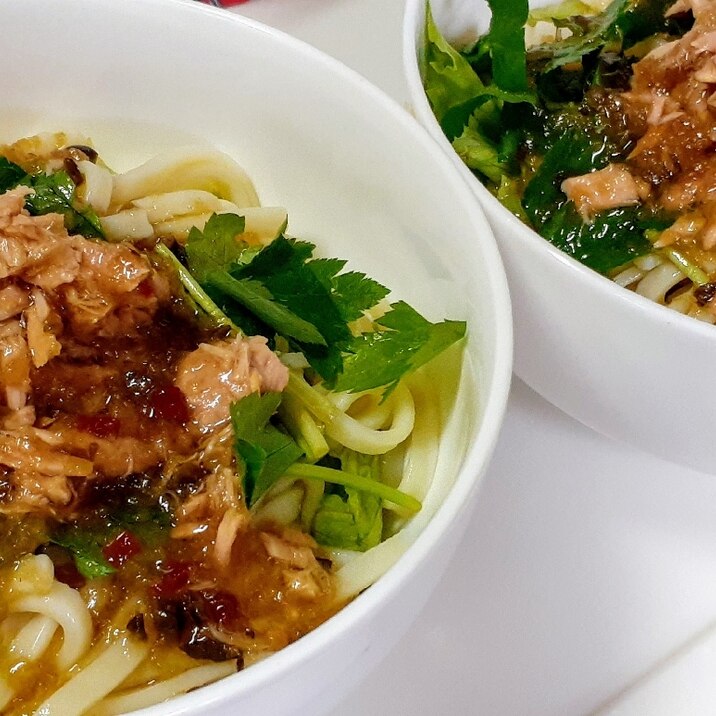 「ツナの缶詰めでさっぱりサラダうどん」